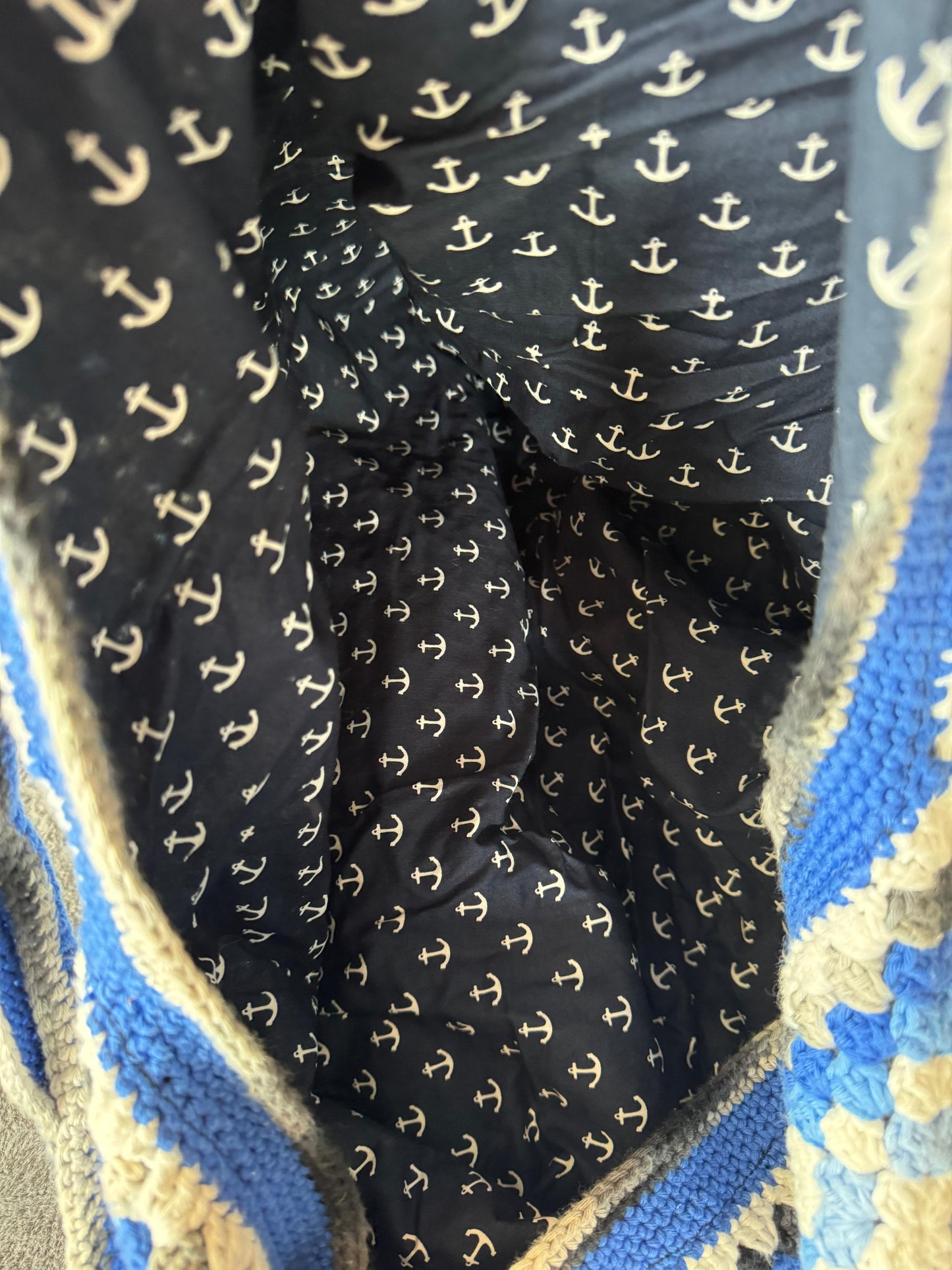 Crochet Big Bag Blauwe Ruit