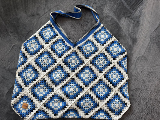 Crochet Big Bag Blauwe Ruit